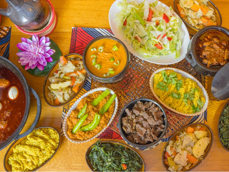 Granola with cherries and strawberries